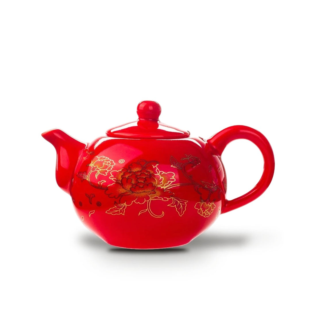 Théière Chinoise en Porcelaine Émaillée Fleur d’Or 200 ml - Rouge