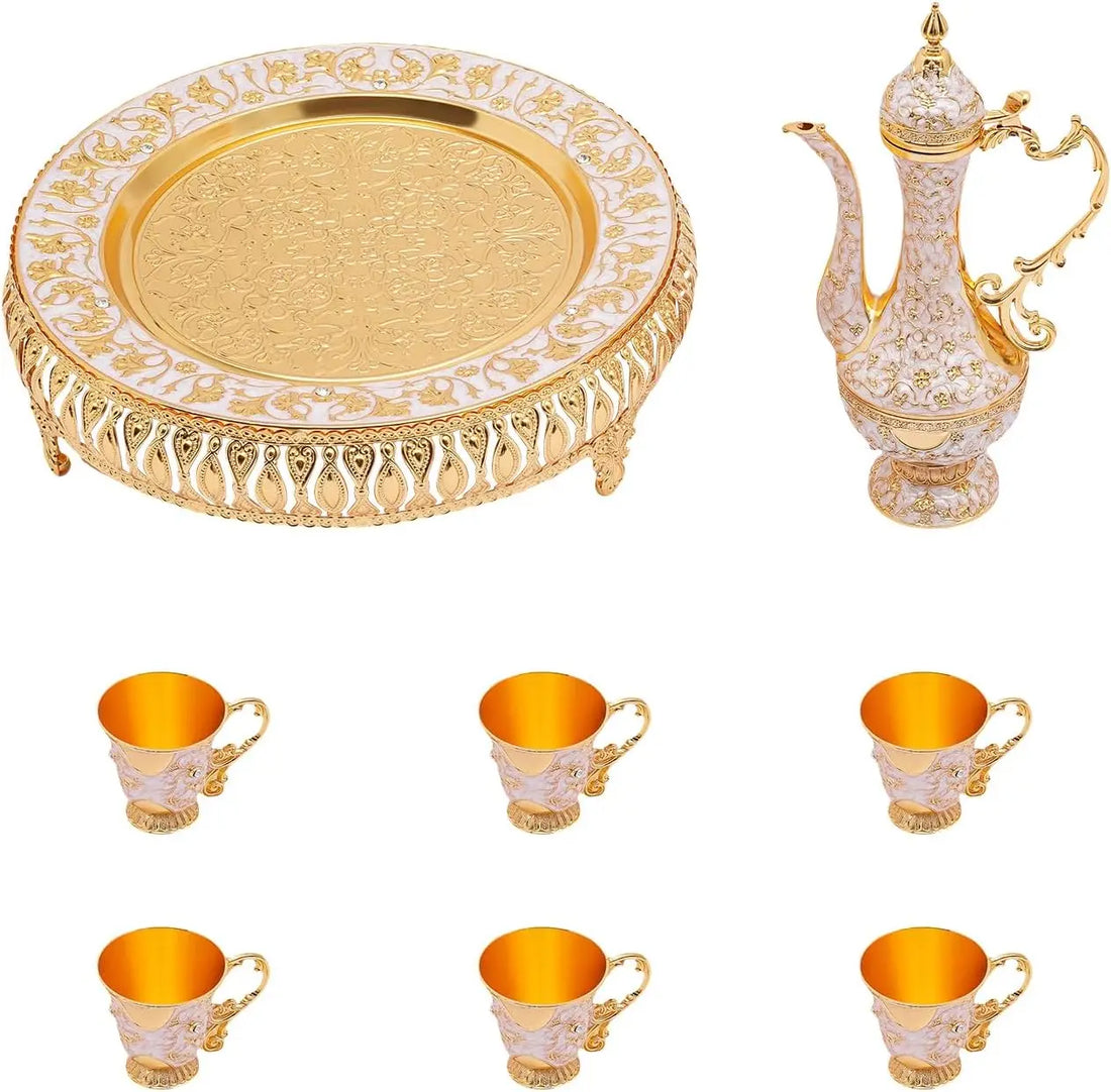 Service à Thé Oriental de Luxe en Alliage Doré – Service Complet 250 ml