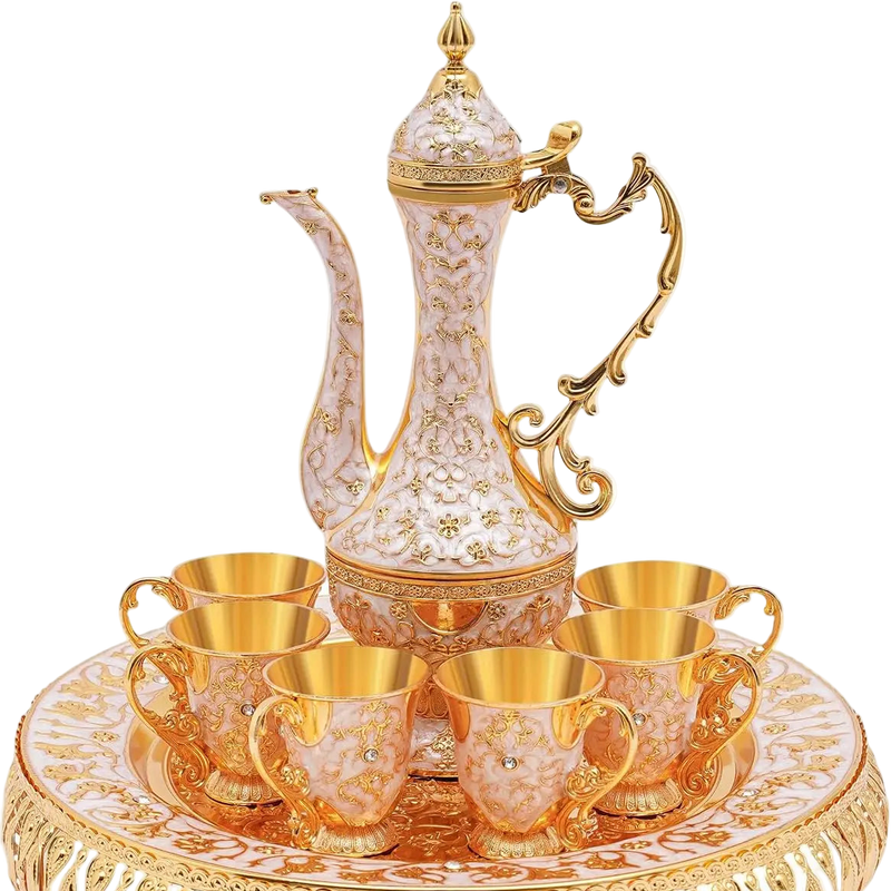 Service à Thé Oriental de Luxe en Alliage Doré – Service Complet 250 ml