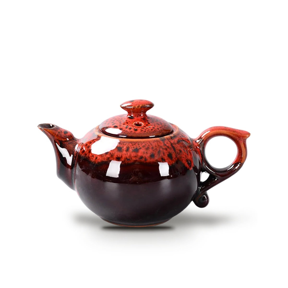 Théière Japonaise Gongfu Traditionnelle en Porcelaine Émaillée 200 ml - Rouge