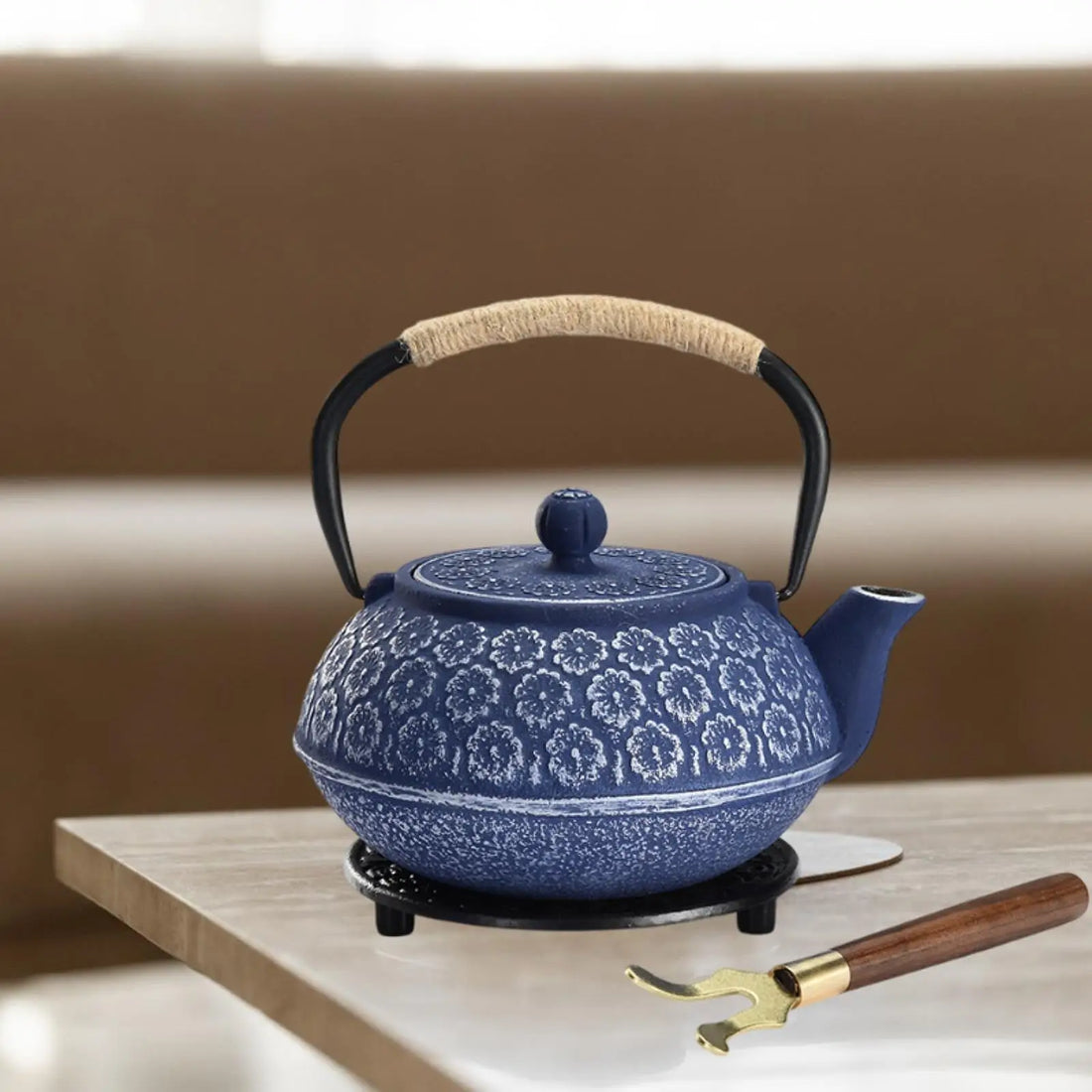 Théière japonaise en fonte – Bleu artisan – 900 ml