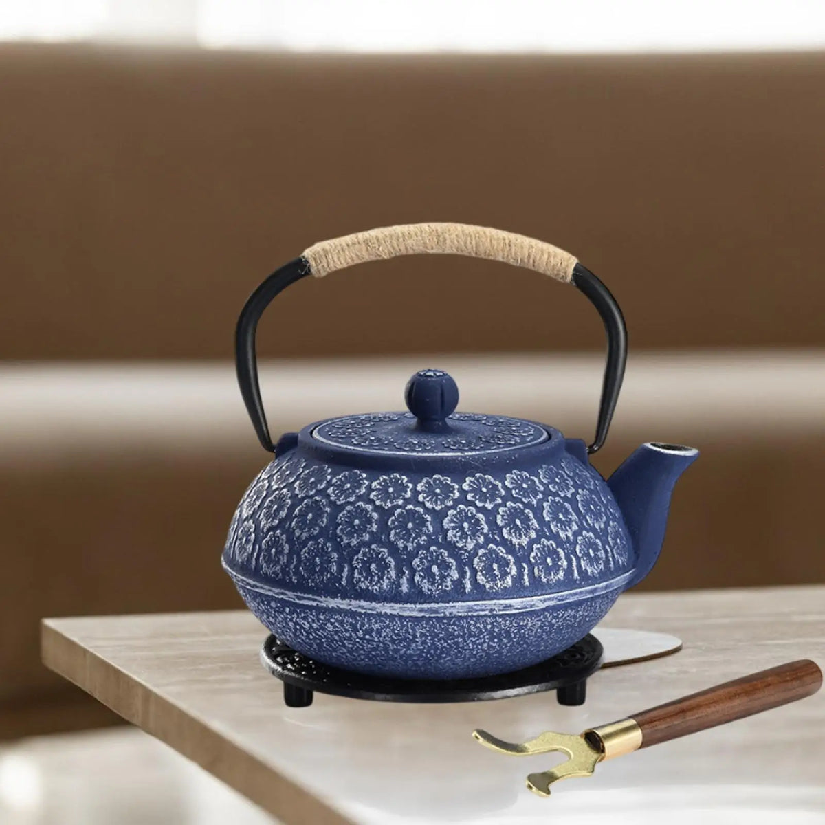 Théière japonaise en fonte – Bleu artisan – 900 ml