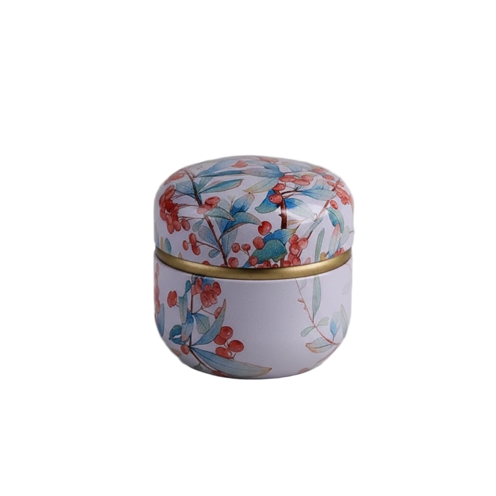 Petite boîte à thé florale rose en aluminium hermétique - Maison Kyusu