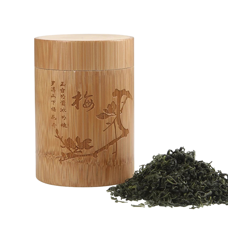 Boîte à thé en bambou gravée avec couvercle hermétique - Maison Kyusu