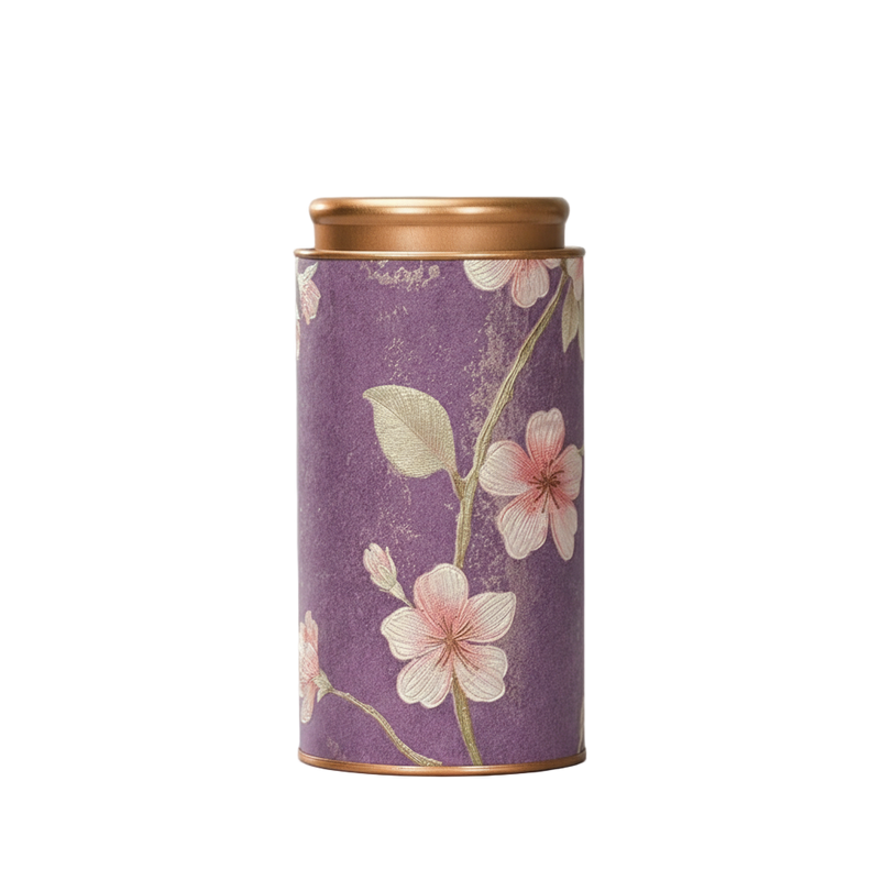 Boîte à thé design violette motif floral - Maison Kyusu