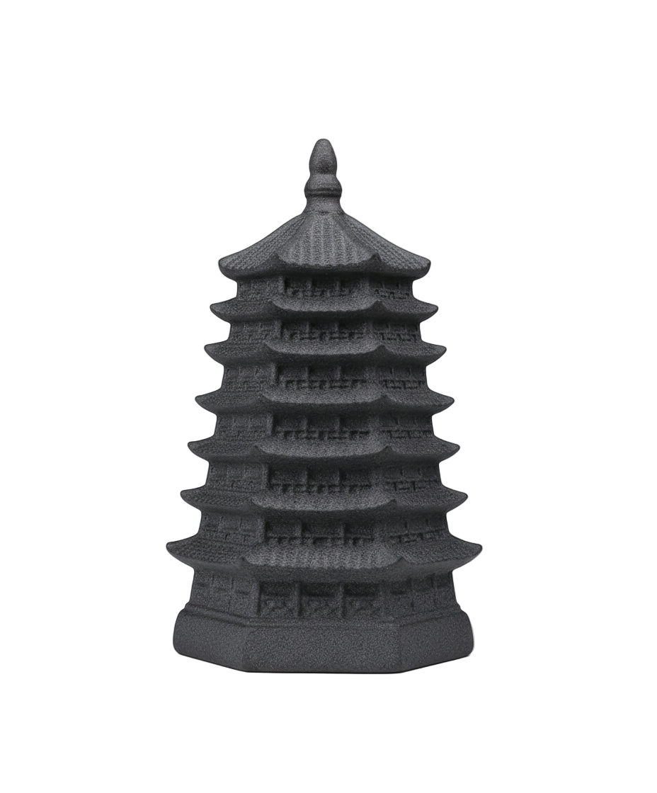 Boîte à thé pagode noire en céramique - Maison Kyusu