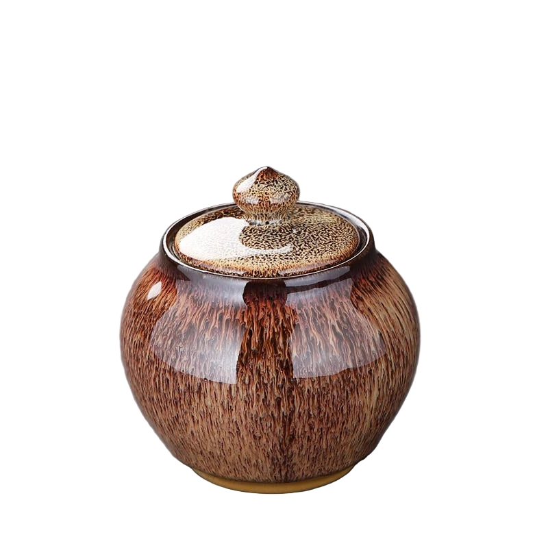 Boîte à thé en porcelaine marron artisanale - Maison Kyusu