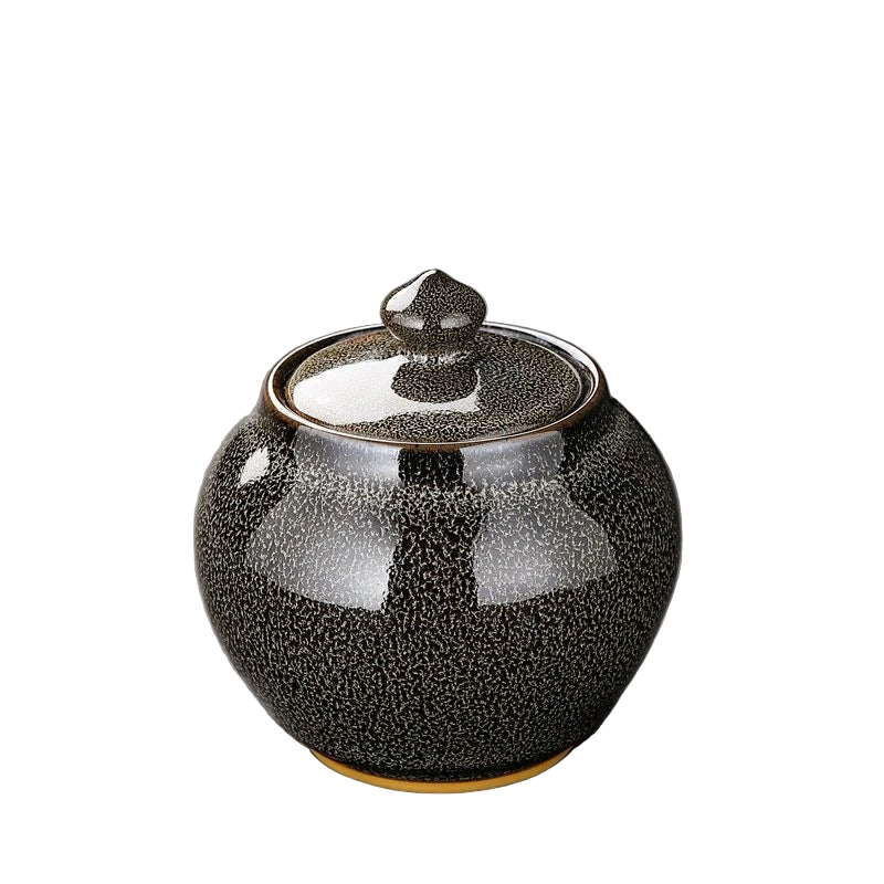 Boîte à thé en porcelaine noire émaillée - Maison Kyusu