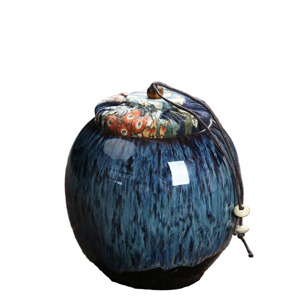 Contenant à thé en céramique gris-bleu, pot artisanal pour feuilles de thé - Maison Kyusu
