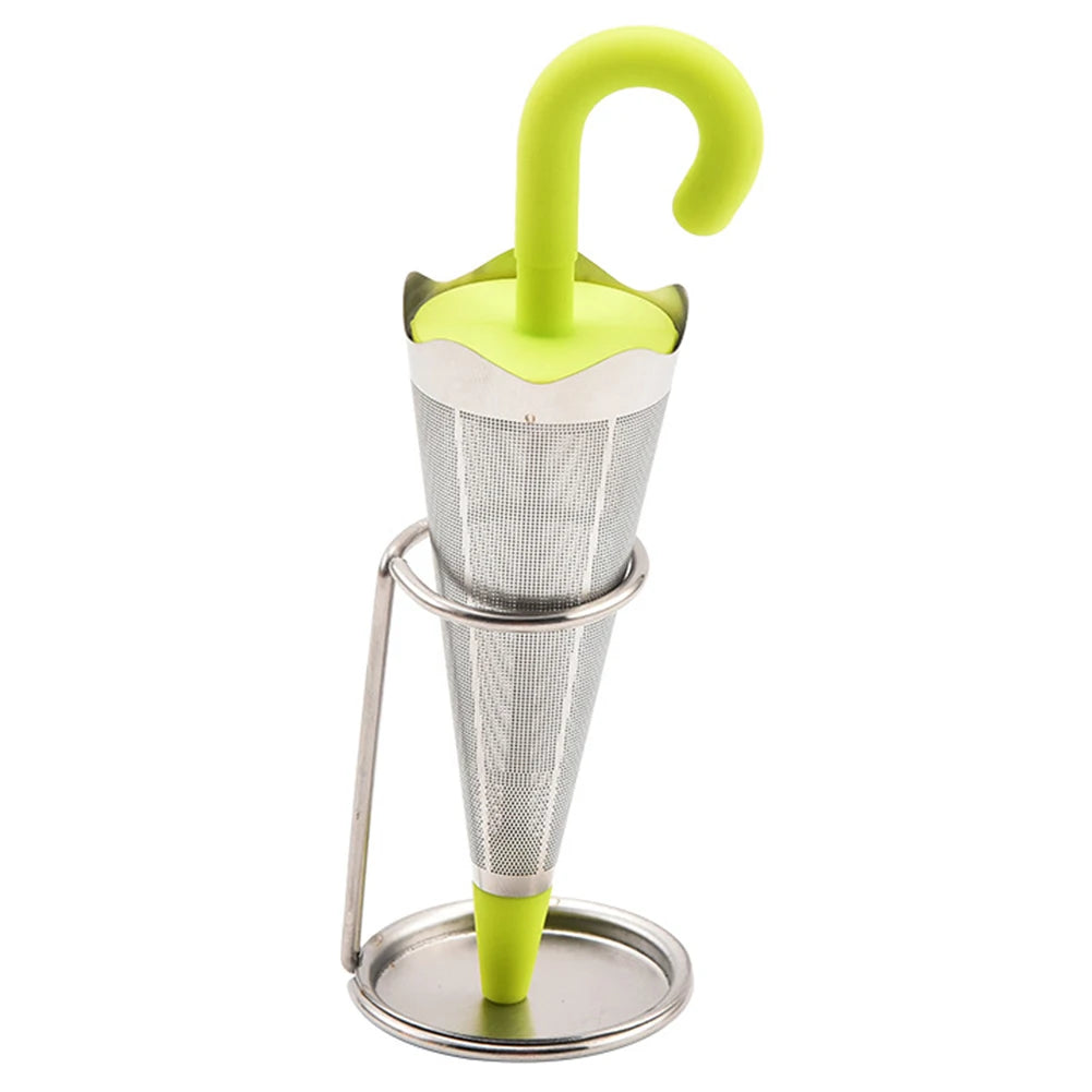 Filtre à thé parapluie jaune en silicone et acier - Maison Kyusu