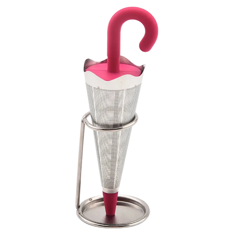 Filtre à thé parapluie rose en silicone et acier
