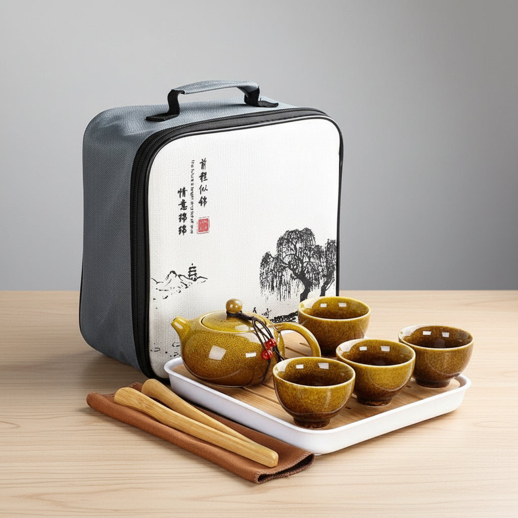 Service à thé en céramique jaune 200 ml - Maison Kyusu