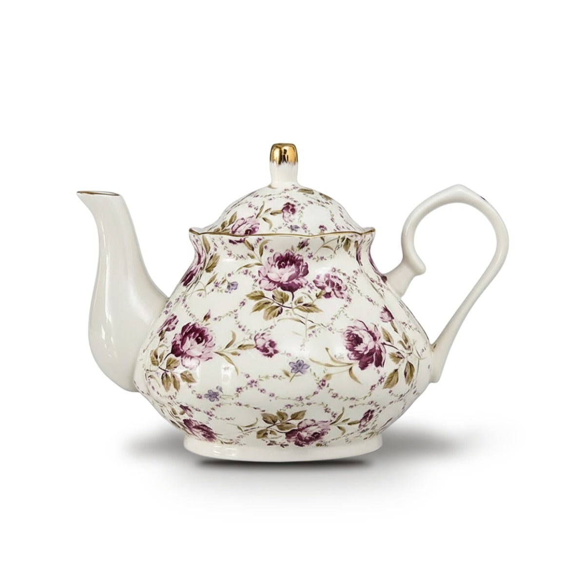 Théière Anglaise en Porcelaine Fine 400 ml - Floral violet