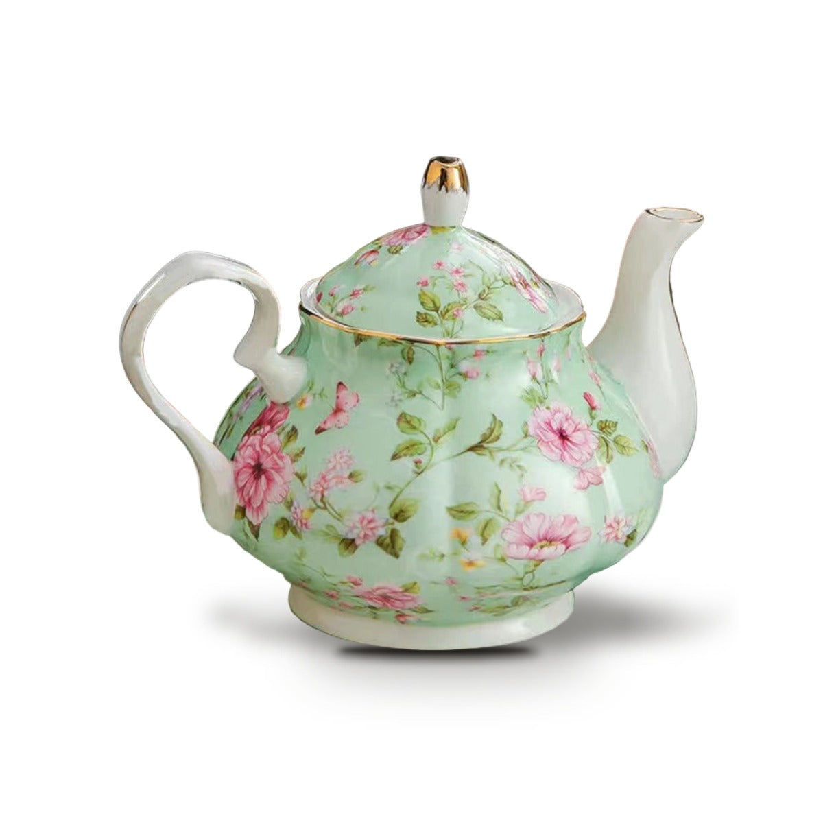 Théière Anglaise en Porcelaine Fine 400 ml - Floral bleu pastel