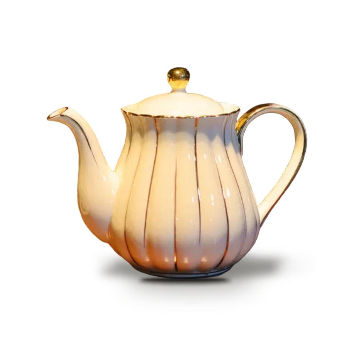 Théière Anglaise Vintage en Porcelaine Florale 900 ml - Liseré or classique