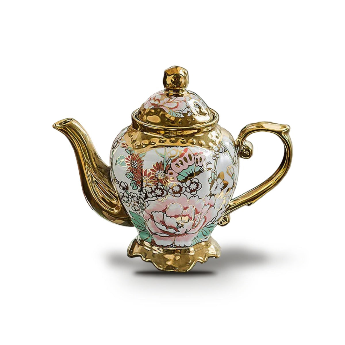 Théière Anglaise Dorée à Motifs Floraux Impériaux 900 ml