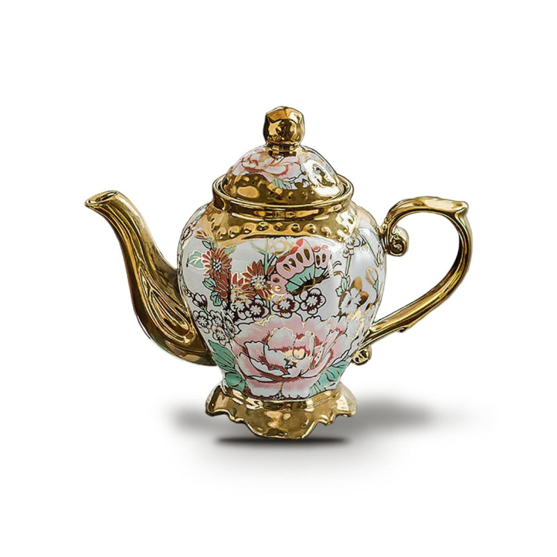 Théière Anglaise Dorée à Motifs Floraux Impériaux 900 ml
