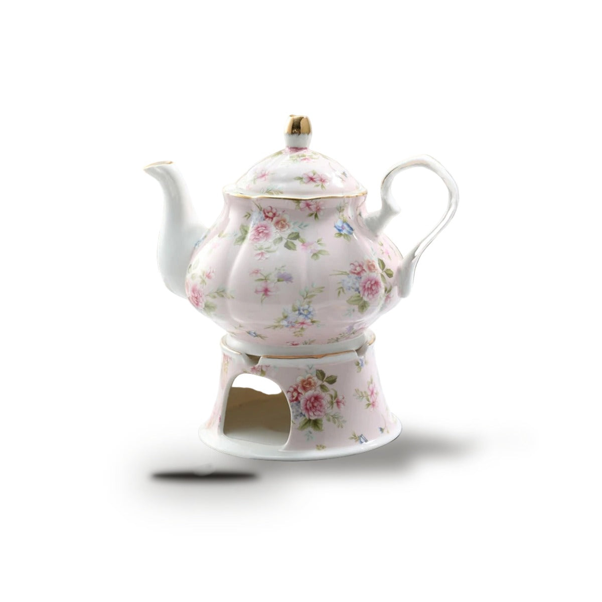 Théière Anglaise en Porcelaine 400 ml - Rose + chauffe-théière