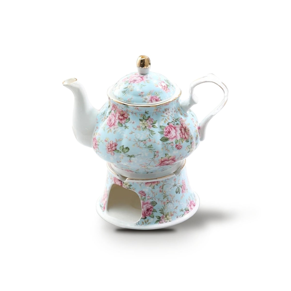 Théière Anglaise en Porcelaine 400 ml - Bleue + chauffe-théière