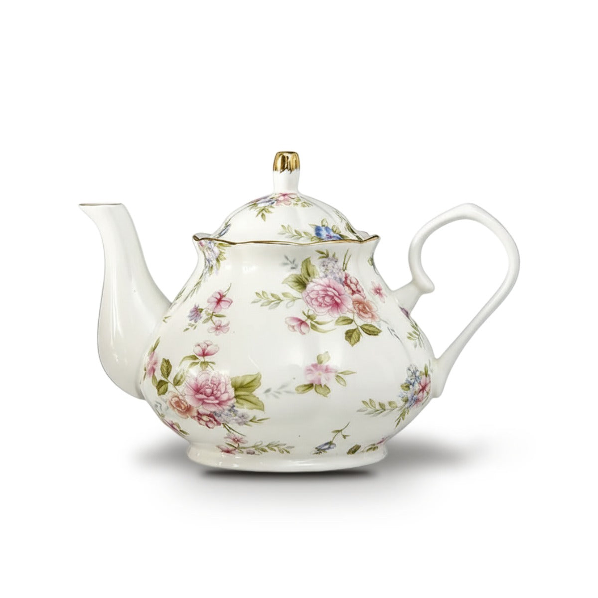 Théière Anglaise en Porcelaine Fine 400 ml - Floral vert pastel