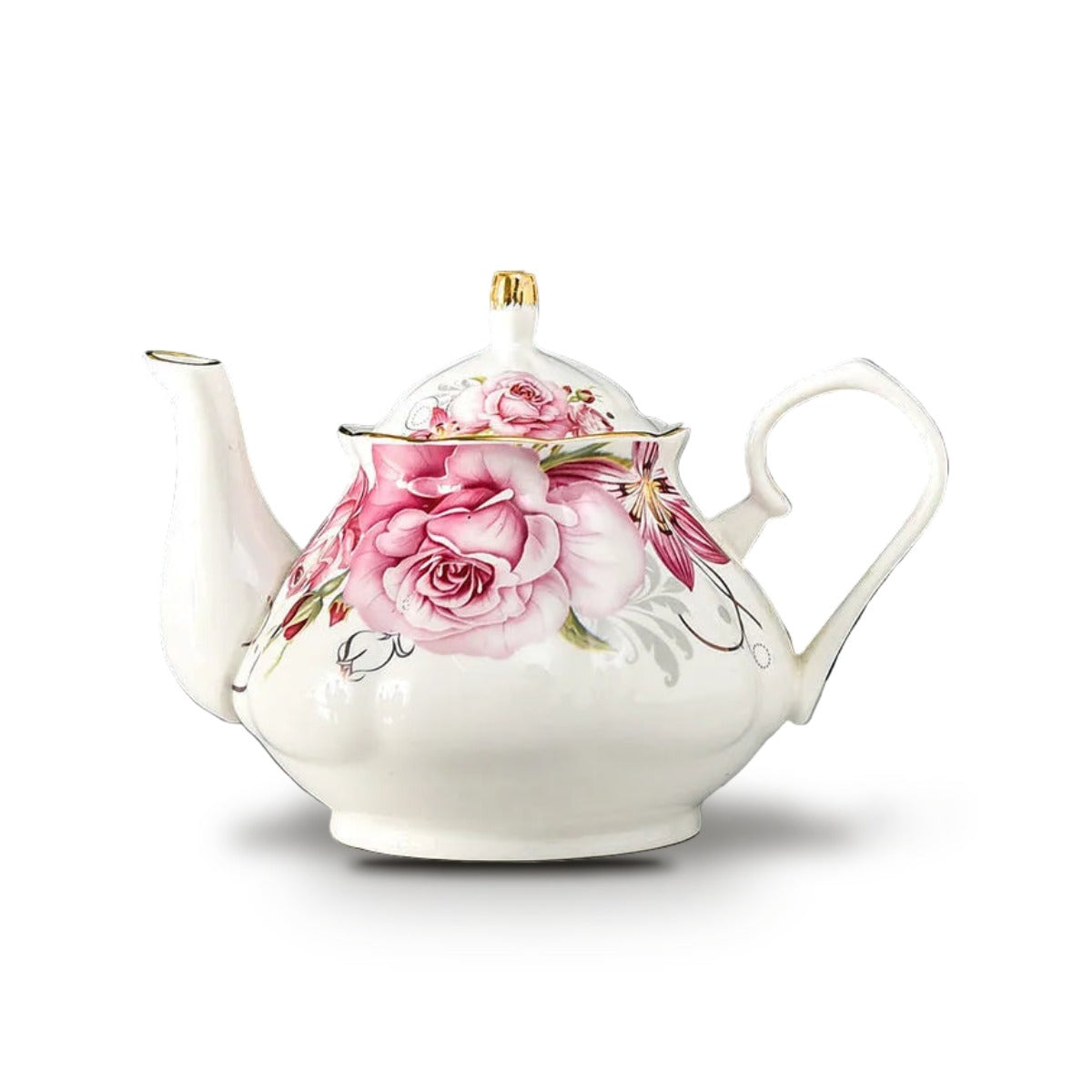 Théière Anglaise en Porcelaine Fine 400 ml - Rose classique