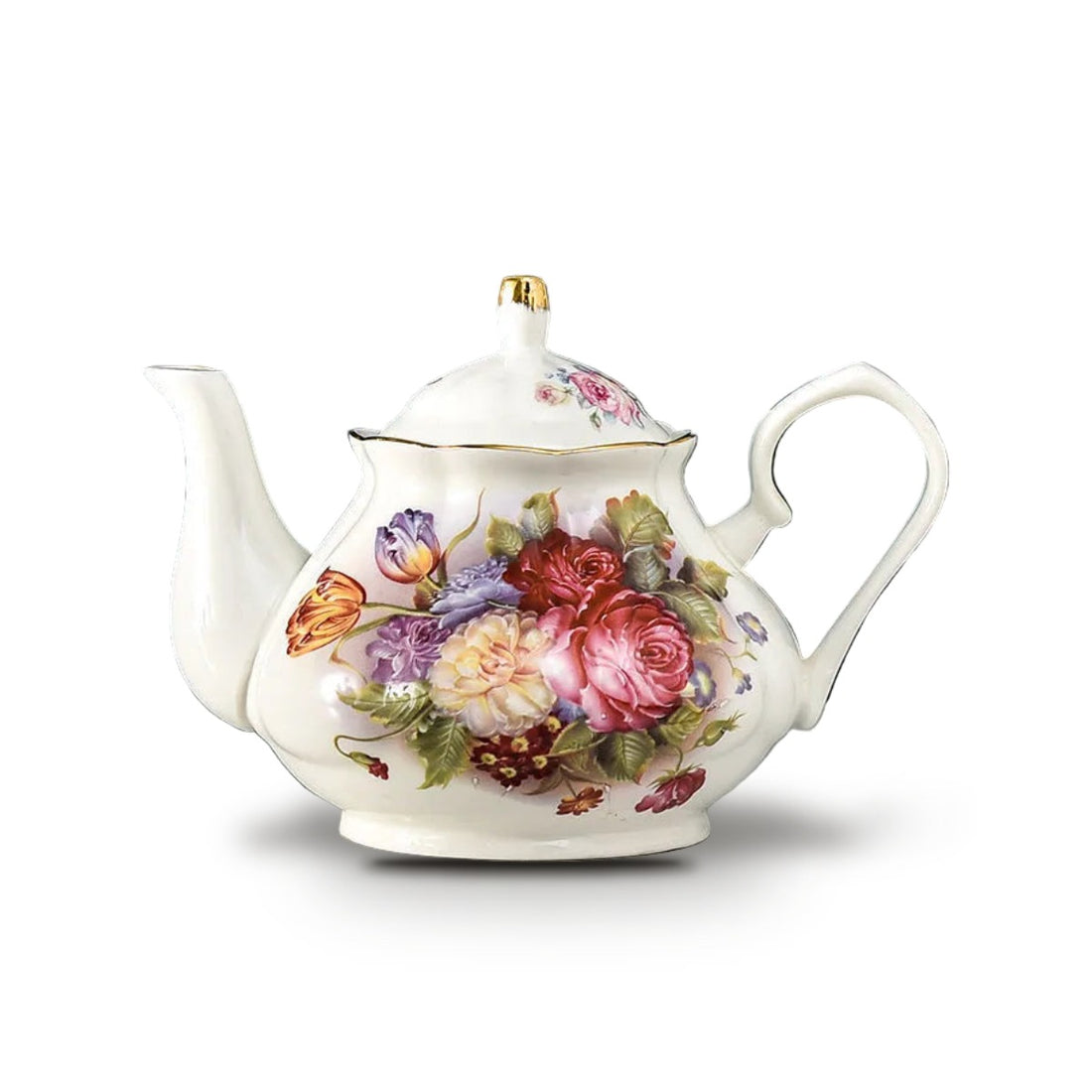 Théière Anglaise en Porcelaine Fine 400 ml - Bouquet de roses