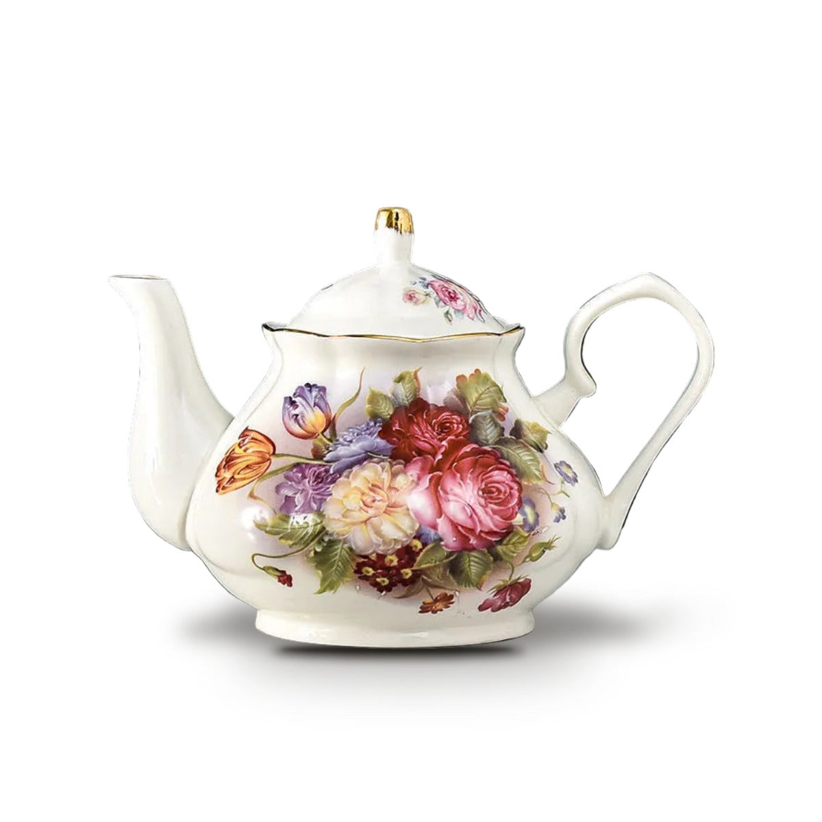 Théière Anglaise en Porcelaine Fine 400 ml - Bouquet de roses