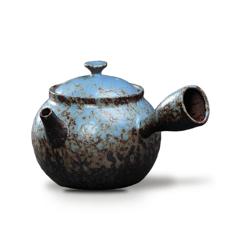 Théière japonaise Kyusu artisanale en céramique 150 ml - Bleu