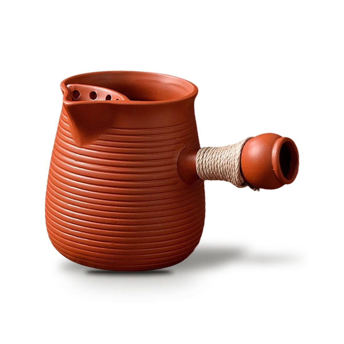 Théière japonaise style kyusu en céramique - Rouge 350 ml