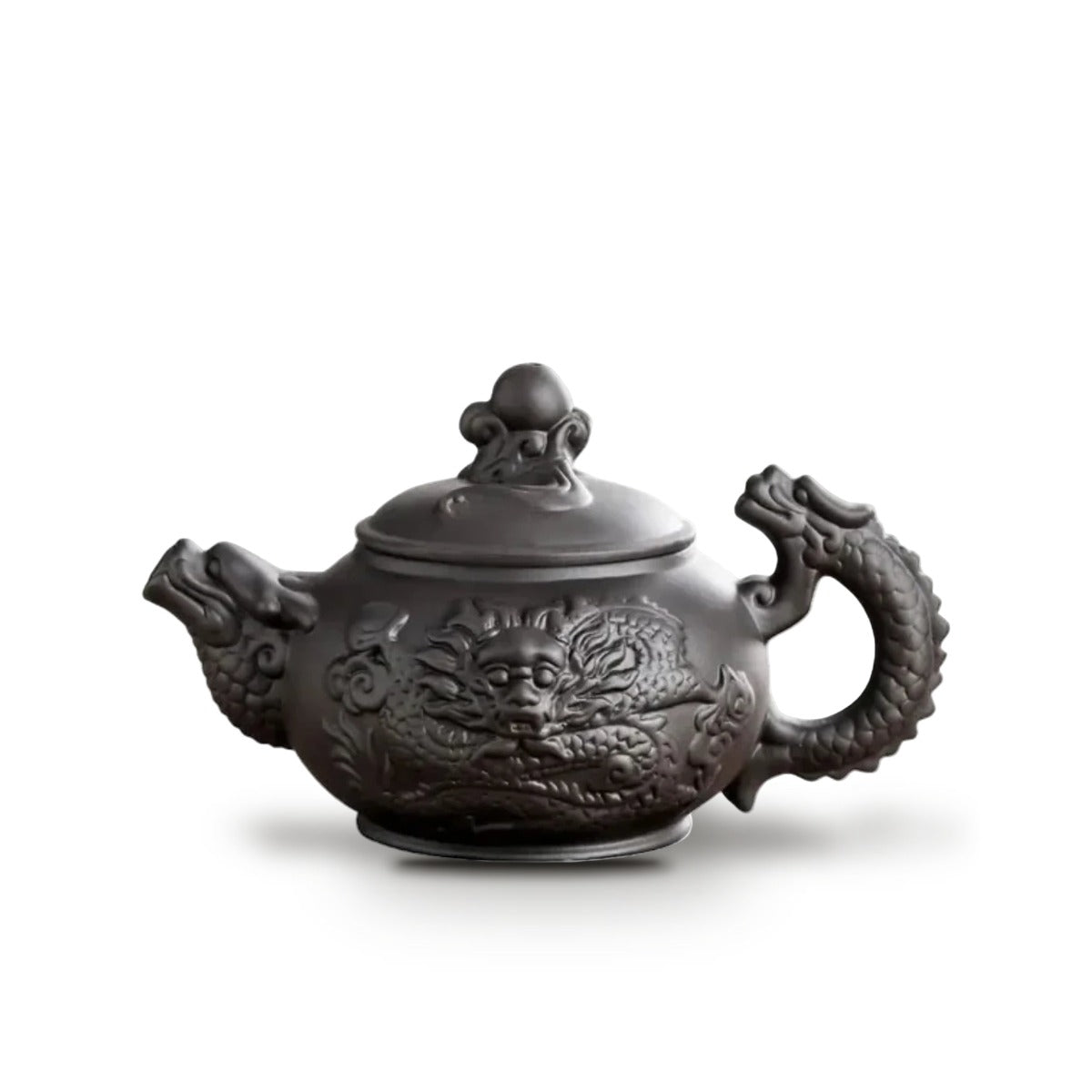 Théière Japonaise Dragon en Céramique Sculptée 900 ml - Noir