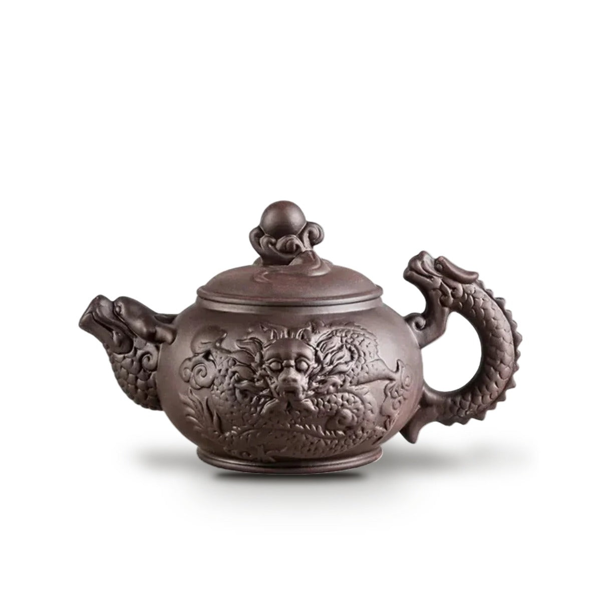 Théière Japonaise Dragon en Céramique Sculptée 900 ml - Marron