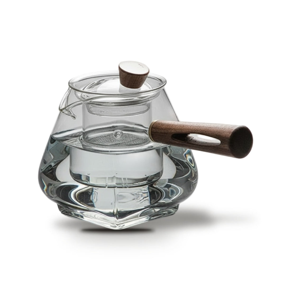 Théière Japonaise en Verre Artisanale 400 ml – Manche Bois - Verre noir