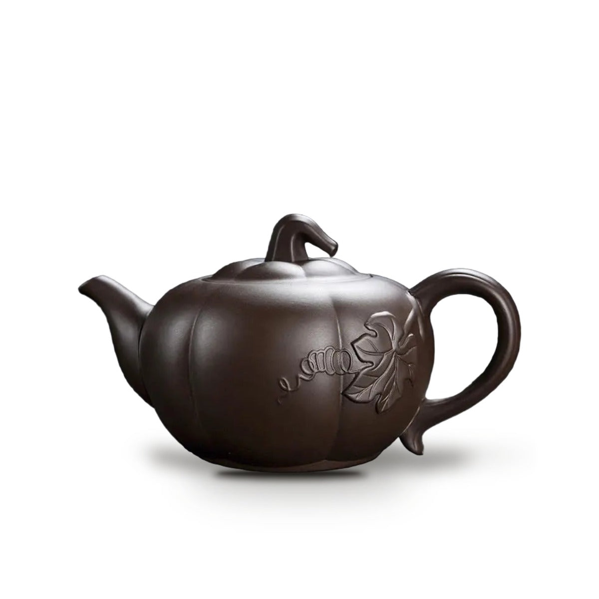 Théière japonaise Yixing en céramique gravée 300 ml - Fleur stylisée