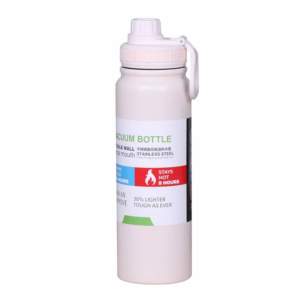 Bouteille isotherme beige en inox avec anse intégrée